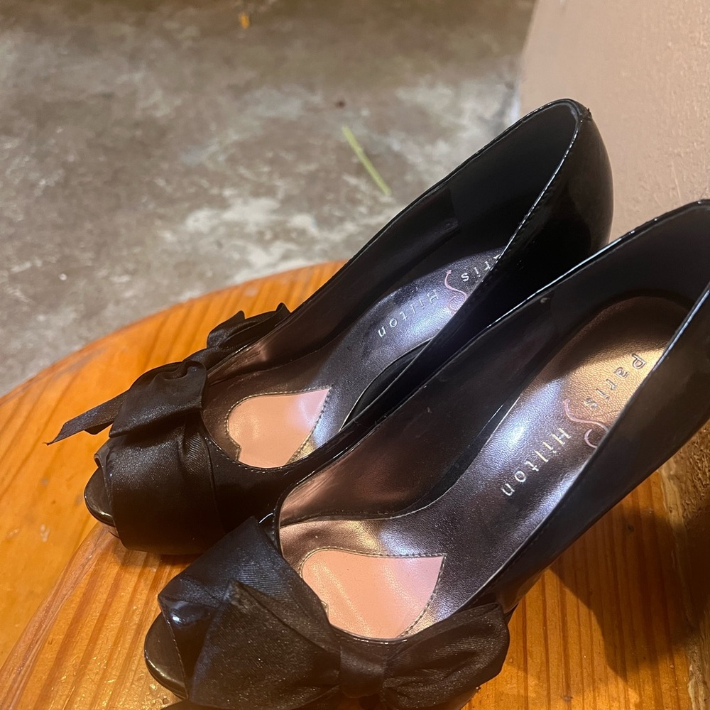 Paris Hilton Black Suede Heels Timeless Design